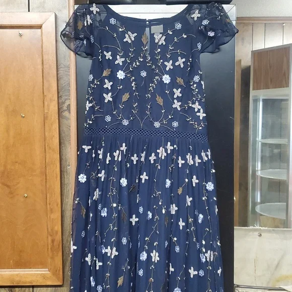 Asos Embellished Navy Blue Maxi Dress - Picture 2 of 8